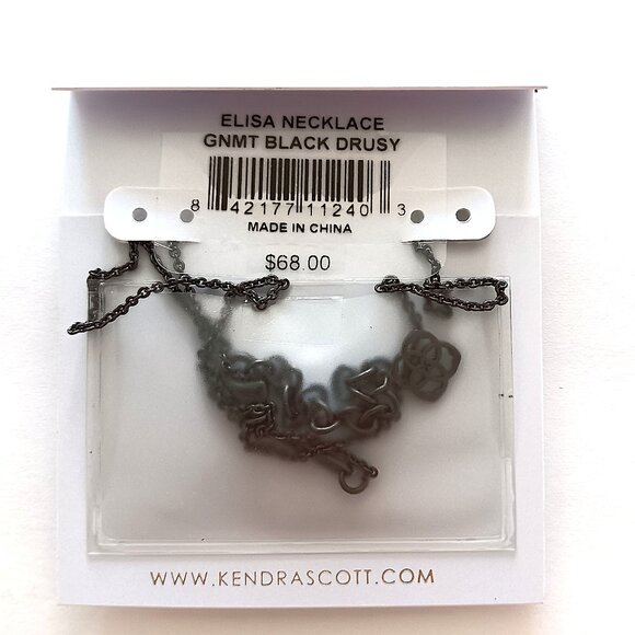 Kendra Scott Black Drusy Elisa Necklace NEW NWT $68 - Picture 2 of 2